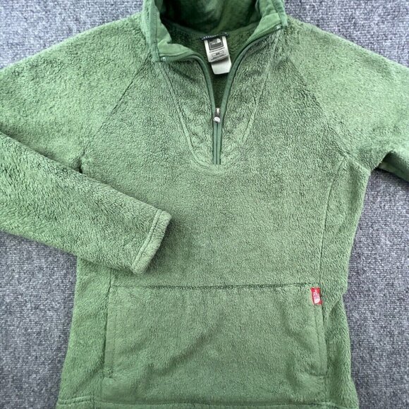 The North Face 1/4 Zip FUZZY Fleece Jacket Adult Women Medium Green Long Sleeve - Picture 1 of 9